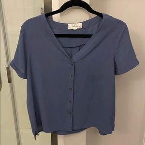 Blue button up blouse